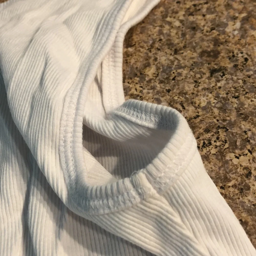 Esprit White Ribbed Floral Tank Top Small - Picture 13 of 13